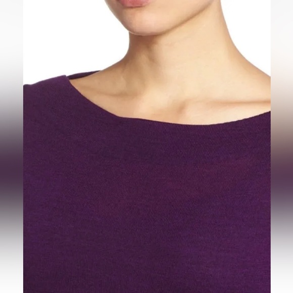 218.00 NWT EILEEN FISHER Merino Wool Jersey Top/Sweater XXS Hot color Beautiful - Picture 2 of 7